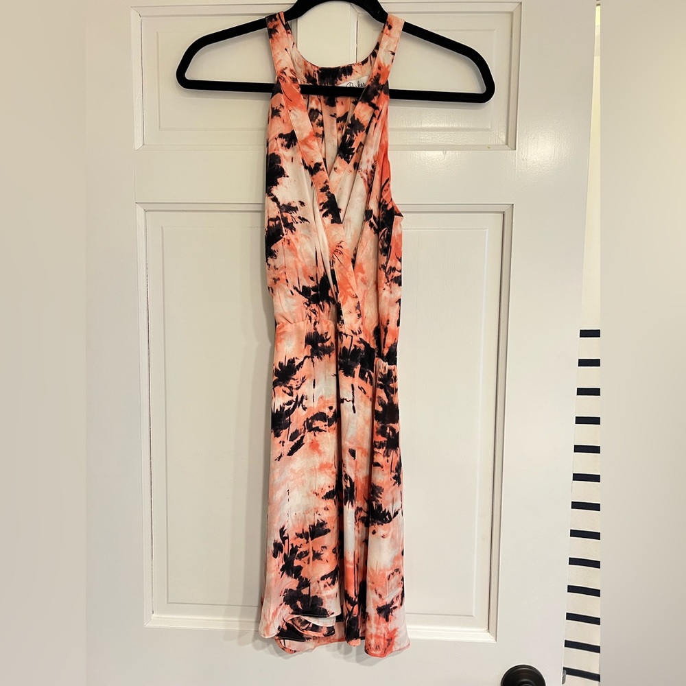 Parker Kita Silk Palm Tree Pompano V-Neck Sleeveless Mini Dress